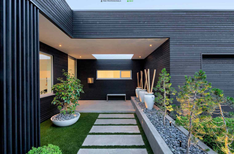 ایده های محوطه سازی برای خانه های مدرن اواسط قرن- طراحی مدرن خطی